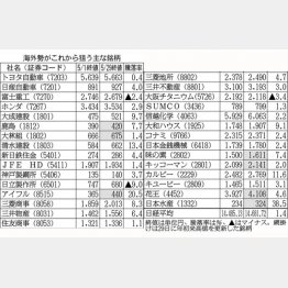 海外勢がこれから狙う主な銘柄／（Ｃ）日刊ゲンダイ