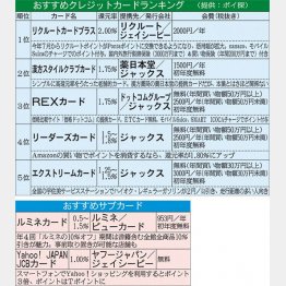 還元率２％のクレジットカードも／（Ｃ）日刊ゲンダイ