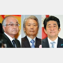 右から、安倍首相、榊原経団連会長、古賀連合会長／（Ｃ）日刊ゲンダイ
