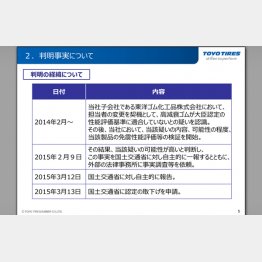 14年２月には認識していたが…（東洋ゴム工業のＨＰから）
