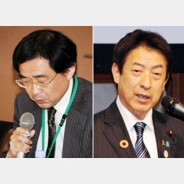 富田望・需給調整事業課長（左）と塩崎厚労相（Ｃ）日刊ゲンダイ