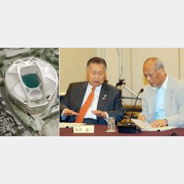 チャチな２本のアーチに７６５億円（左・有識者会議が示した模型）／（Ｃ）日刊ゲンダイ