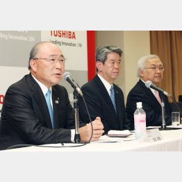 “水増し”指令（左から西田、田中、佐々木氏）／（Ｃ）日刊ゲンダイ