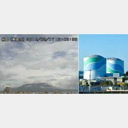 桜島と川内原発（左・気象庁ＨＰから）
