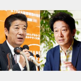 松井大阪府知事と辰巳琢郎（Ｃ）日刊ゲンダイ
