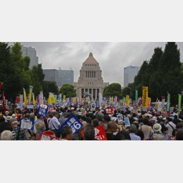 国会前のデモの様子（Ｃ）日刊ゲンダイ