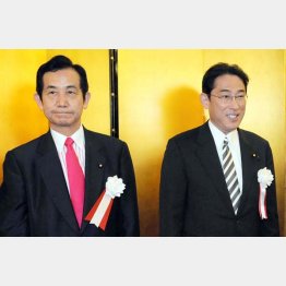 宏池会の岸田外相（右）と山本議員／（Ｃ）日刊ゲンダイ
