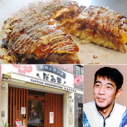 もちもちの太麺が入った「モダン焼」がお気に入り（Ｃ）日刊ゲンダイ