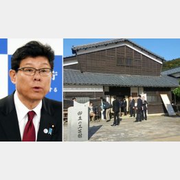 逃げ回る高木復興相（右）の“疑惑”は深まるばかり（Ｃ）日刊ゲンダイ