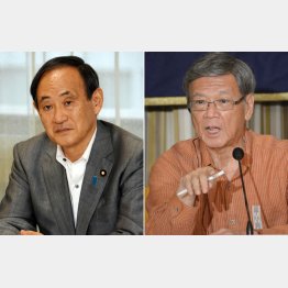 ３区長と面会した菅官房長官と翁長沖縄県知事（Ｃ）日刊ゲンダイ
