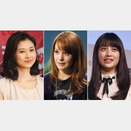 理系学部を卒業した菊川怜（東大工学部卒）、トリンドル玲奈（慶大環境情報学部卒）、山本美月（明大農学部卒）／（Ｃ）日刊ゲンダイ