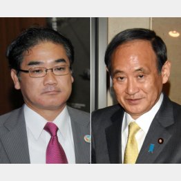 佐喜真宜野湾市長（左）と菅官房長官（Ｃ）日刊ゲンダイ
