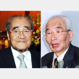 イオン（旧ジャスコ）の岡田卓也元会長（左）とダイエーの中内功元会長（Ｃ）日刊ゲンダイ