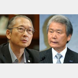 榊原経団連会長（右）と神津連合会長（Ｃ）日刊ゲンダイ