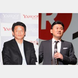 宮坂ヤフー社長（左）と三木谷楽天会長兼社長（Ｃ）日刊ゲンダイ