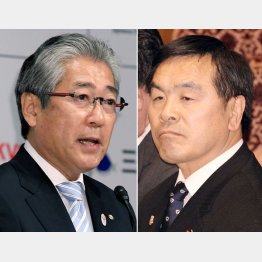 居直る２人（左からＪＯＣ竹田会長、馳文科相）／（Ｃ）日刊ゲンダイ