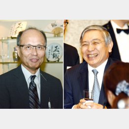 操り人形を次々と（黒田日銀総裁＝右と故・小松一郎内閣法制局長官）／（Ｃ）日刊ゲンダイ