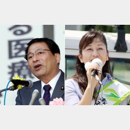 郡司彰（左）とオジサマの視線をクギづけにしている武藤優子／（Ｃ）日刊ゲンダイ