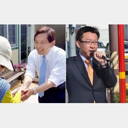 安保法制への反対運動に取り組む大西聡（左）と公明の推薦は見送られた中西祐介／（提供写真）