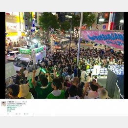 緑のペンライトが光る（小池氏のツイッターから）