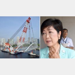 工事はダイナミックだが（右は小池新都知事）／（Ｃ）日刊ゲンダイ