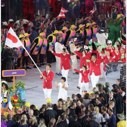 開会式に参加する日本選手団（Ｃ）本紙・真野慎也／ＪＭＰＡ