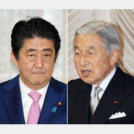 安倍首相（左）と天皇陛下／（Ｃ）日刊ゲンダイ