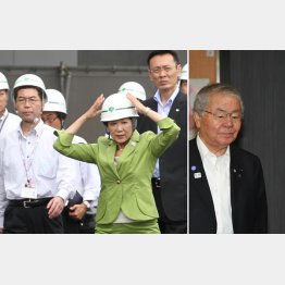 移転時期はどうなる？（豊洲新市場を視察する小池知事、右は内田茂都議）／（Ｃ）日刊ゲンダイ