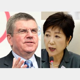 バッハＩＯＣ会長（左）と小池都知事（Ｃ）日刊ゲンダイ