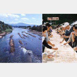 絶景ポイントのひとつ三ケ瀬付近（左）／（提供写真）