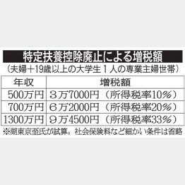 増税額のシミュレーション表（Ｃ）日刊ゲンダイ