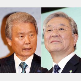 榊原経団連会長（左）と日立の中西会長／（Ｃ）日刊ゲンダイ