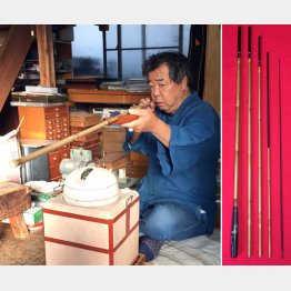 紀州へら竿（左）と２代目の山上さん／（提供写真）