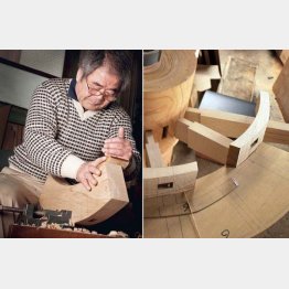 糊もクギも使わずに組み立てる（提供写真）