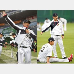 京セラドームで調整する小久保監督と青木、中田（Ｃ）日刊ゲンダイ