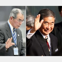 百条委員会で証言する大矢実元市場長（右は当時の石原慎太郎氏）／（Ｃ）共同通信社