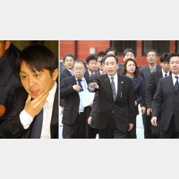１６日の議員団の視察で籠池理事長が暴露（左は菅野完氏）／（Ｃ）日刊ゲンダイ