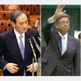 菅官房長官（左）と翁長知事／（Ｃ）日刊ゲンダイ