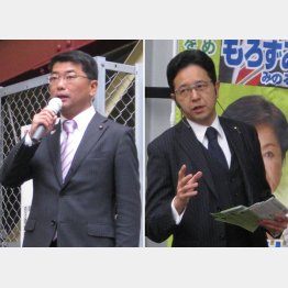 自民を徹底批判した両角穣氏（右）、どこか自信なさげな伊藤祥広氏（左）（Ｃ）日刊ゲンダイ