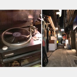 昭和レトロ風たっぷり（左＝懐かしいＬＰ盤、コーナーポケットで）／（Ｃ）日刊ゲンダイ