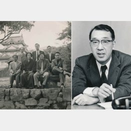 講演旅行にて。前段左から今日出海、五味康祐、中野好夫。後段中央が本人（右は編集長時代）／（提供写真）