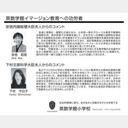 昭恵＆今日子夫人がメッセージ（加計学園グループ傘下の小学校パンフレット）