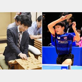 将棋の藤井聡太四段（左）と卓球の張本智和／（Ｃ）共同通信社