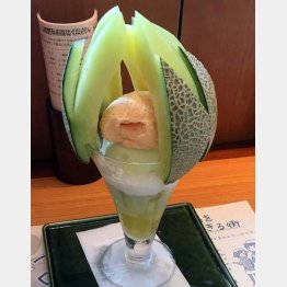 茨城マルシェの「イバラキングメロンパフェ」／（Ｃ）日刊ゲンダイ