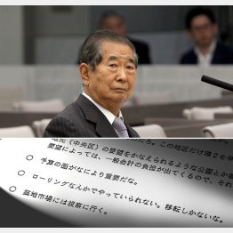 石原慎太郎都知事と文書（Ｃ）日刊ゲンダイ