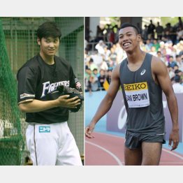 大谷翔平（左）とサニブラウン（Ｃ）日刊ゲンダイ