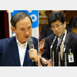 側近の秘書官を財務省に送り込んだ菅官房長官（左）と国税庁長官に栄転の佐川理財局長／（Ｃ）日刊ゲンダイ