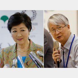 市場問題ＰＴ座長の小島敏郎氏（右）と小池百合子知事／（Ｃ）日刊ゲンダイ