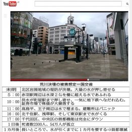 国交省作成の荒川氾濫時のイメージ（ユーチューブから）