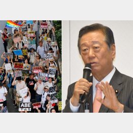 政権私物化を猛批判した自由党・小沢一郎代表（右）／（Ｃ）日刊ゲンダイ